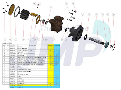#JSM0007 JMP Marine Caterpillar Engine Cooling Seawater Pump Minor Service Kit
